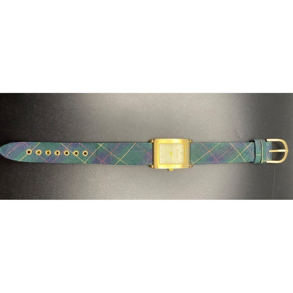 Womens Pendleton Tartan Plaid Fabric Band Watch Gold Tone New Battery LOOK READ - Picture 2 of 7